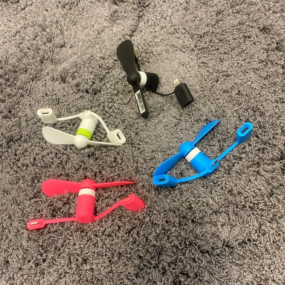 Portable Mini Phone Fan - Blue, Pink, White, Black - Set of 4-Universal